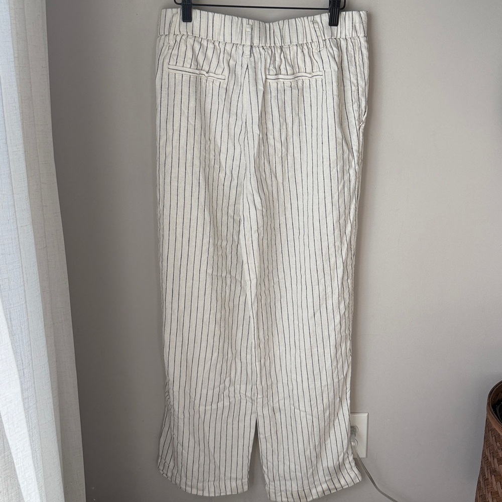 A New Day Black and White Linen Pinstripe Trouser Pants - Picture 5 of 8